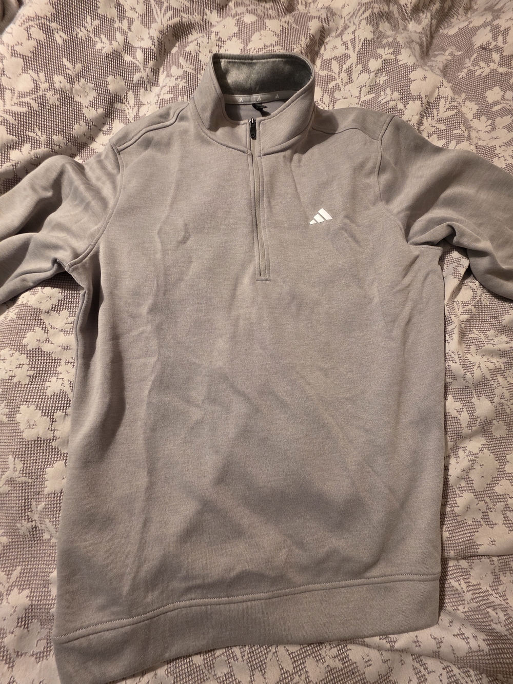 Adidas Light Gray Half-Zip Pullover Sweatshirt